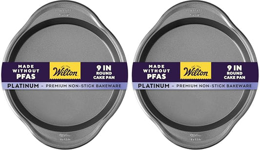 Wilton Advance Select Premium Non-Stick 9-Inch Round Cake Pan, Steel, Silver (Pack of 2)