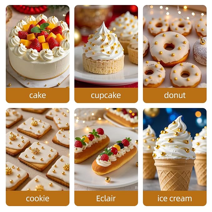 Edible Gold Pearl Sprinkles,Candy Pearls for Baking,Sprinkle Mix Size,130g/4.58oz Sugar Cake Decorations,Cupcake Toppers,Cookie Decorating,Donuts Ice Cream Decorating,Wedding Birthday Party Supplies