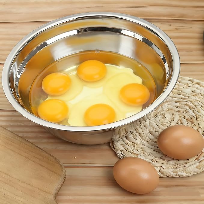 Zopnny 4 Pcs Stainless Steel Mixing Bowls, Metal Nesting Mixing Bowl, 9.3 Inch Mirror Polish Bowls for Meal Prep, Cooking, Baking, 2.3 Quart