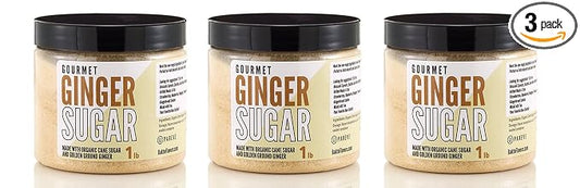 Bakto Flavors Organic Sugar Pack - 3 (1 lb Jars) - Golden Ginger Cane Sugar
