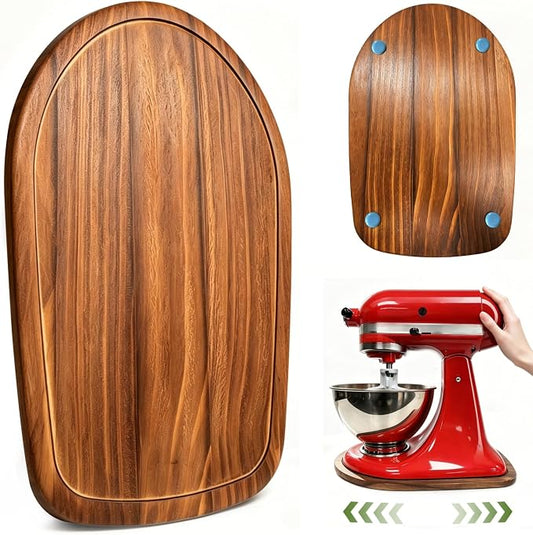 Mixer Slider for Kitchenaid Mixer 4.5-5 Qt Tilt Head Stand Mixer Pine Wood Countertop Appliance Sliding Tray Mover Sliding Caddy for Kitchen Aid Slider Mat Accessories Attachments Brown