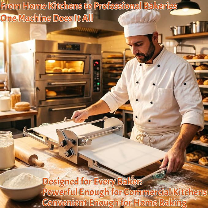 Heavy-Duty Foldable Pasta Roller (22.7"),Commercial Electric Dough Sheeter With 0–30mm Adjustable Thickness, Stainless Steel Dough Laminator For Home & Restaurant Use