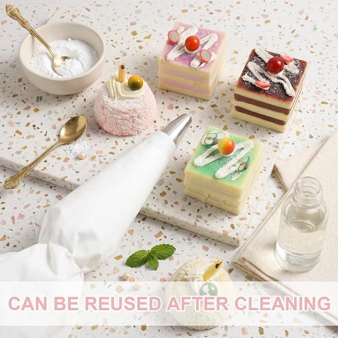 3 Pack Reusable Pastry Piping Bags, Canvas Cake Decorating Bags | White Cloth Frosting Bag Icing Piping Bag DecoratingBag in 3 Sizes -14, 16,18 Inch (White)