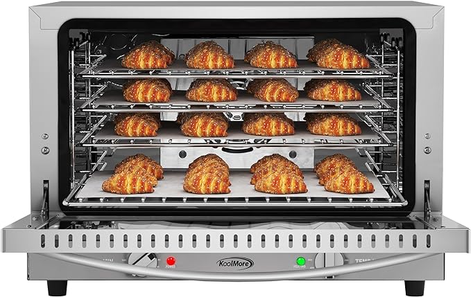 KoolMore 23 in. Commercial Countertop Convection Oven for Half-Size Pans with 4 Racks 1600W of Power in Stainless-Steel, ETL Listed for Safety and Sanitation (KM-CTCO-15)