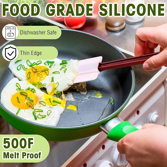 Lounsweer 2 Pcs Heat Resistant Rubber Spatula 14 Inch Commercial Silicone Spatula Scraper Set for Kitchen Use Cooking Silicone Cooking Utensils Sets