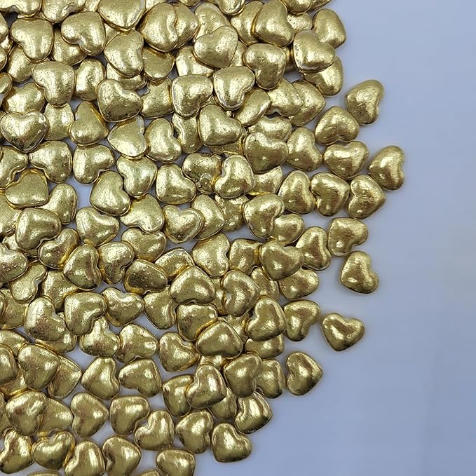 Gold Heart Sprinkles, Edible Heart Cake Decorating, Baking Cake Decorations Cupcake Toppers Cookie Decorating, Wedding Party Chirstmas Supplies