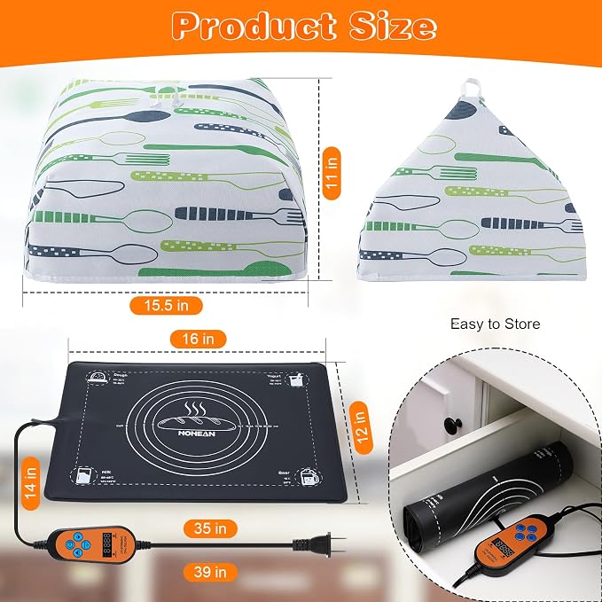 Sourdough Warming Mat, 59°F-140°F Adjustable Dough Proofing Heating Mat with Thermostat, Dough Proofings Mats for Sourdough Starter with Heat Shield, Bread Proofing Mats for Doughs Food Heating