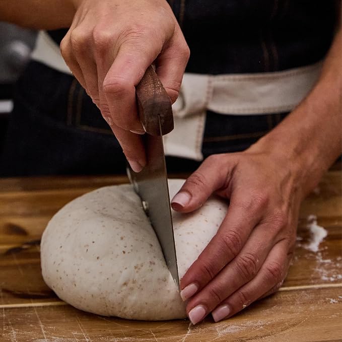 Challenger Walnut Bench Knife Dough Scraper with Stainless Steel Blade - Artisan Bread Making and Dough Shaping, Ergonomic Wood Handle, Baker-Designed, Made in USA (8” x 4.25”)