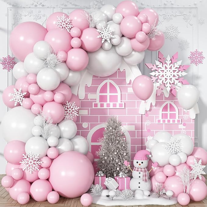 Macaron Pink and White Balloon Arch Kit, Pastel Pink and White Balloon Garland Kit, Latex Balloons Different Sizes 18/12/10/5 inch for Wedding Bridal Shower Baby Shower Party Decorations