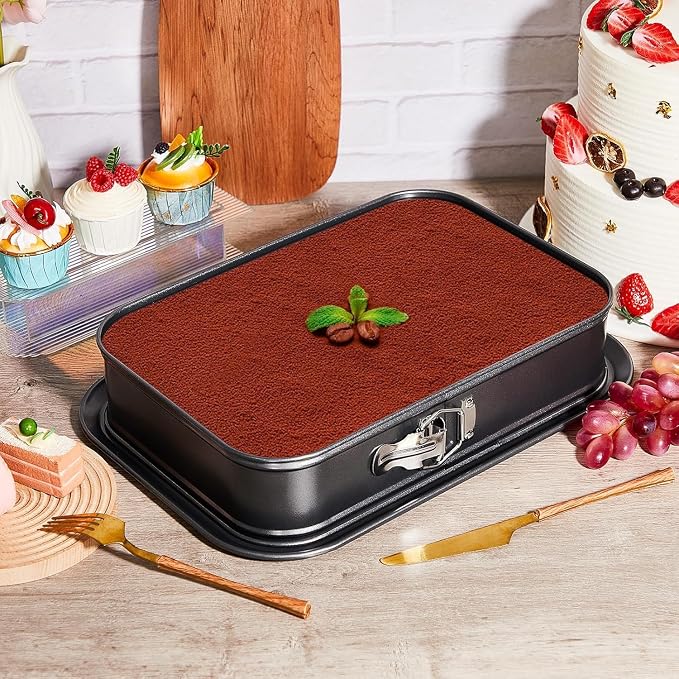 Springform Cake Pan Non-Stick, 11 x 7.1 Inch Rectangle Cheesecake Pan, Tiramisu Bakeware with Removable Bottom Baking Pan Mold Leakproof
