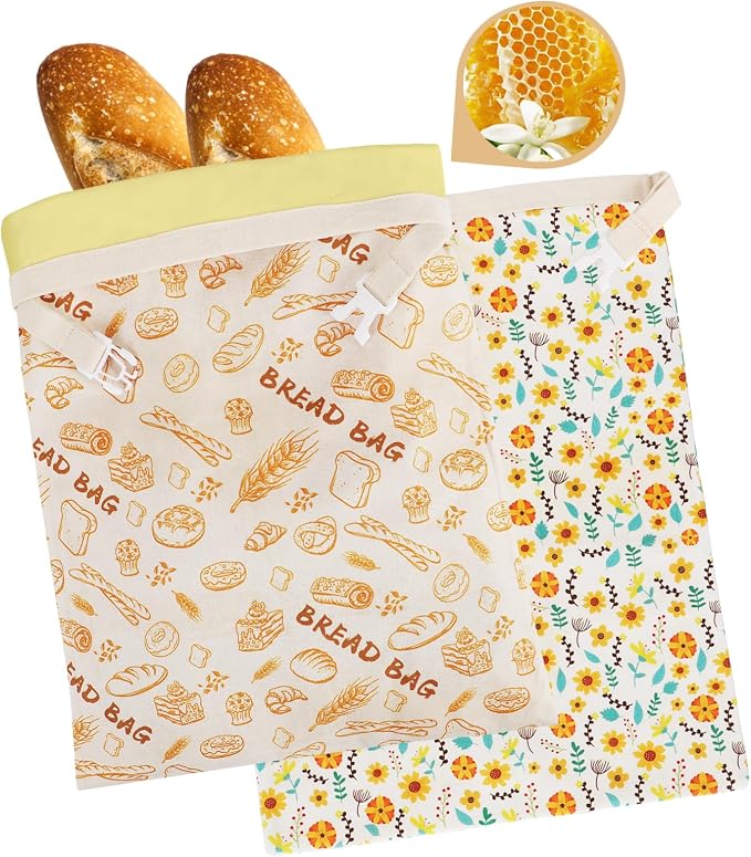 1-Pack pure cotton Reusable Beeswax Bread Bags - 10x13 Inch for Sourdough & Homemade Bread Storage | All-Natural Beeswax Preservation, Eco-Friendly Cotton Food Bags - Easy to Clean & Daily Use