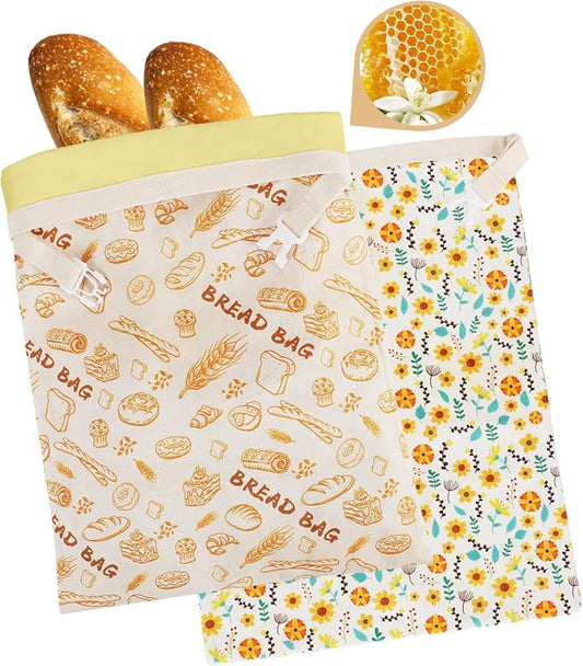 1-Pack pure cotton Reusable Beeswax Bread Bags - 10x13 Inch for Sourdough & Homemade Bread Storage | All-Natural Beeswax Preservation, Eco-Friendly Cotton Food Bags - Easy to Clean & Daily Use