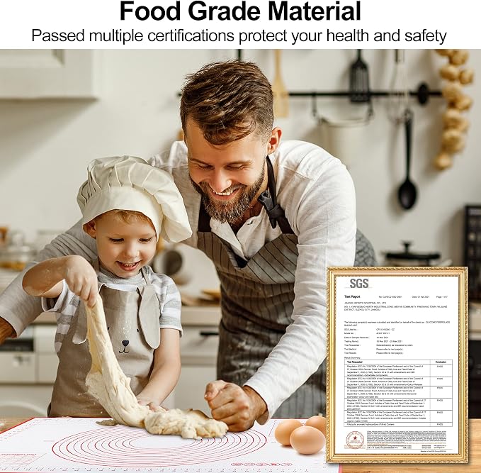 HOOMIL Silicone Baking Mat, 32"x24" Non-Stick, Non-Slip Extra Large Pastry Mat with Measurements for Rolling Dough, Bread Pie Crust Pizza Cookies Fondant Making