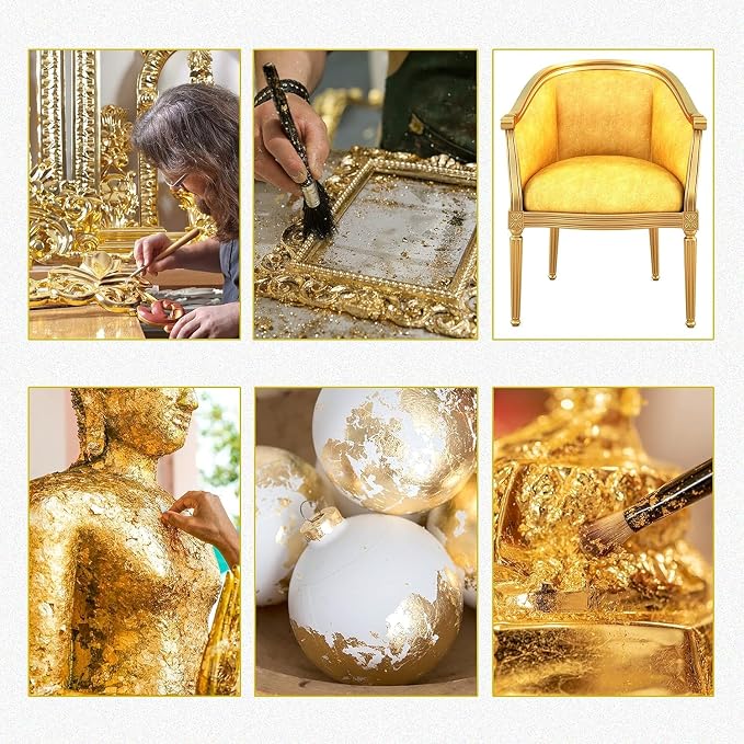 Edible Gold Leaf Sheets, 1.7 x 1.7 in, Pack of 10 Edible Gold Leaf Sheets for Cakes, Desserts, Candies, Art and Craft, Face Masks and Nail Art (10 Sheets)