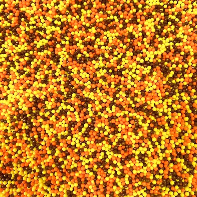 PhilaeEC Autumn Nonpareils Sprinkle Fall 2mm Mini Orange Yellow Brown Peals Sprinkle Edible for Cake Decoration Cupcake Topper Cookie Baking Decorations Halloween Christmas Thankgiving Supplies