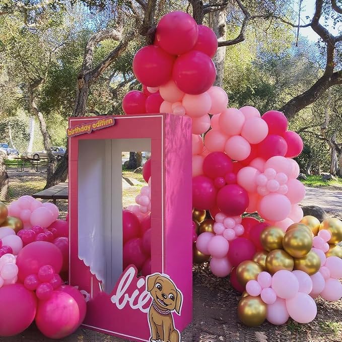 Pink Balloons Arch Kit 188pcs with Star, Hot Pink Shades of Pink Gold Balloons Different Size Balloon Garland Kit for Girl Birthday Baby Shower Anniversary Wedding Princess Party Decorations