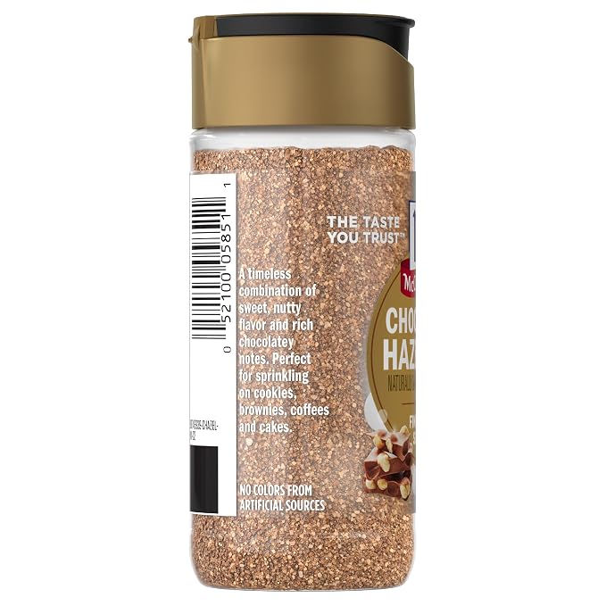 McCormick Finishing Sugar, Chocolate Hazelnut, Limited Edition, Rich Cocoa and Roasted Hazelnut Notes, For Cookies, Ice Cream, Dessert, Beverages, and More, 3.61 oz (Pack of 2)