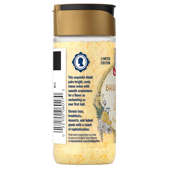 McCormick Bridgerton Finishing Sugar, Sweet Lemon, Limited Edition, Exquisite Lemon Flavor, For Elevating Baked Goods and Beverages, Garnishing, and More, 3.6 oz