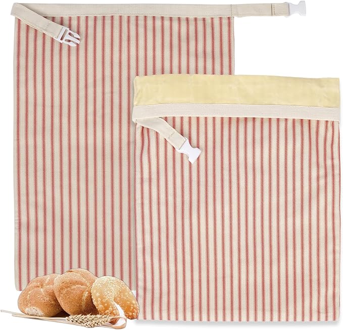 Reusable Beeswax Bread Bags for Homemade Bread & Sourdough, 2-Pack XL Airtight Food Storage Bags, Organic Cotton Linen Covers - Freezer-Friendly Freshness Preservation Keeps Fresh Longer