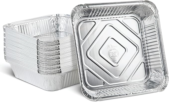 PLASTICPRO Disposable 9'' X 9'' X 2'' Inch Square Aluminum Tin Foil Baking Pans Bakeware - Cookware Perfect for Baking Cakes, Breads, Brownies, Bread, Meatloaf, Lasagna, Pack of 50