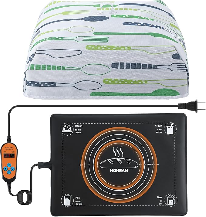 Sourdough Warming Mat, 59°F-140°F Adjustable Dough Proofing Heating Mat with Thermostat, Dough Proofings Mats for Sourdough Starter with Heat Shield, Bread Proofing Mats for Doughs Food Heating