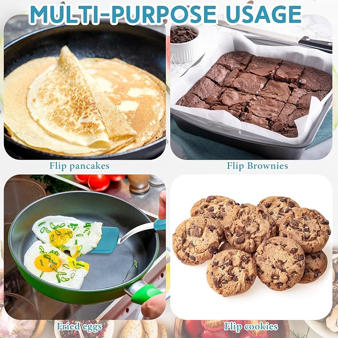Small Silicone Spatula Flexible Silicone Cookie Spatula Heat Resistant Small Pancake Turner for Kitchen Use Nonstick Cookware No Scratch Cooking Flipper for Egg Pancake