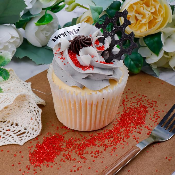 Red Sanding Sugar - Sparkling Sugar Crystals for Baking Decorations (130g/4.6oz) - Edible on Cookies, Cupcakes, Cakes, Ice Cream | Wedding, Party, Valentines Sugar Sprinkles