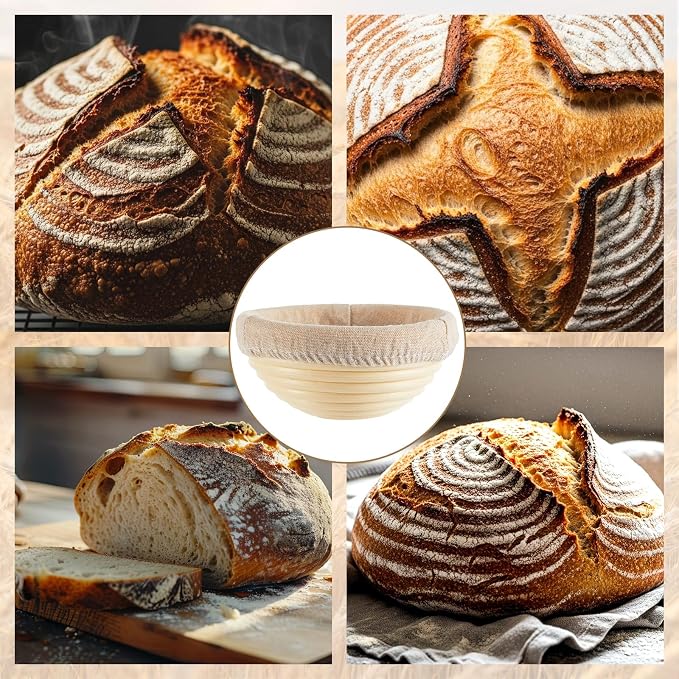 5 Inch Banneton Bread Proofing Basket Set of 12 with Linen Liner Cloth Mini Banneton Basket Proofing Baskets for Traditional Sourdough Bread Bakery Bowls for Professional & Home Bakers