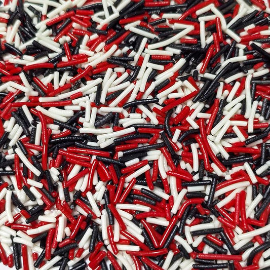 Senchanting Black Red White Jimmies Sprinkles, Edible Halloween Themed Sprinkle Mix, Thanksgiving Birthday Jimmy Sprinkles Toppers for Decorating Baking Cupcakes Cake Cookies Ice Creams Donuts Candy