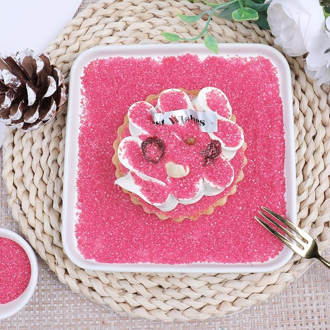 Pink Sprinkles Sanding Sugar for Baking, 6.35oz/180g Edible Sparkling Sugar Crystal, Decorating Sugar Sprinkles for Cakes Cupcakes Cookies Ice Cream