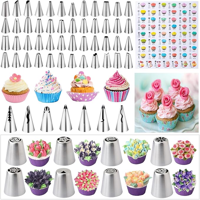 Nifogo Cake Decorating Supplies Kit Tools 356pcs, Baking Accessories with Cake Turntable, Pastry Piping Bag, Piping Icing Tips for Beginners