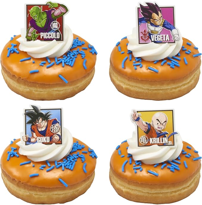 24 Dragon Ball Z Cupcake Rings | DecoPac Cupcake Toppers Featuring Goku, Vegeta, Krillin, Piccolo | Food Safe Square Decorations - 24 Pack