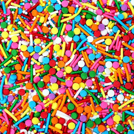 Rainbow Sprinkles for Cake Decorating, 4.6oz Colorful Nonpareils Jimmies and Confetti Sprinkles for Baking Cake Cupcake Cookies Ice Cream Topping