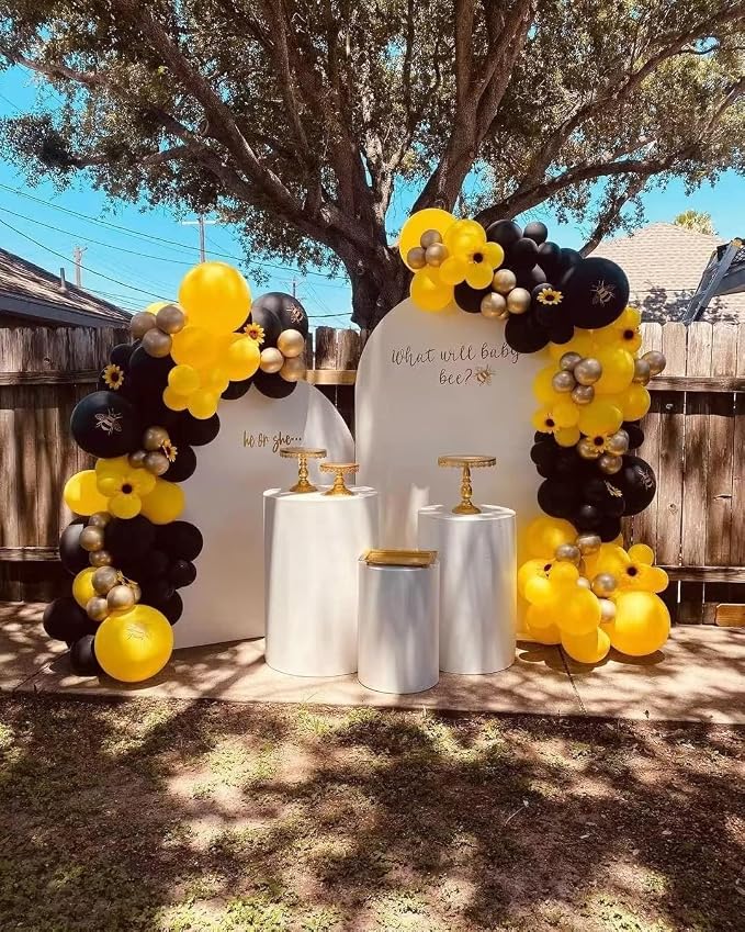 Black and Yellow Balloon Arch Kit - 100pcs Balloon Garland Kit with Black and Yellow Balloons in 18/12/10/5 inch Sizes for Baby Shower or Birthday Parties - Bee and Bumblebee Themed Decoration
