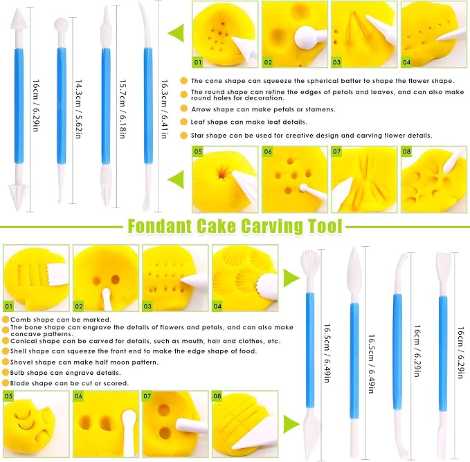 Keadic 37 Pieces Green Clay Fondant Extruder Cake Decorating Supplies Sugar Modeling Tool Set, Clay Extruder Gun with 20 Tips Sugar Extruder Disks & Ball Stylus Dotting Tool