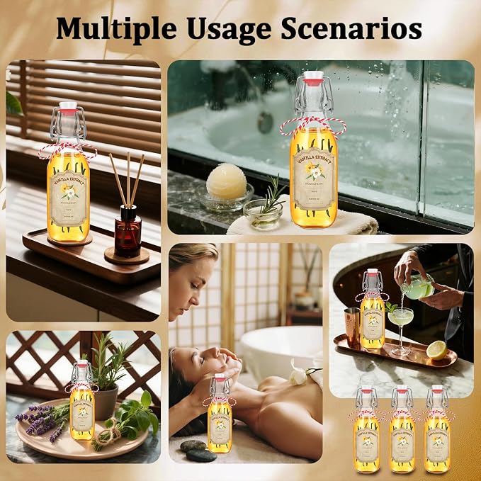 10 pack 8 oz vanilla extract bottles swing top glass bottles with lids homemade vanilla small flip top jars with airtight circle clear