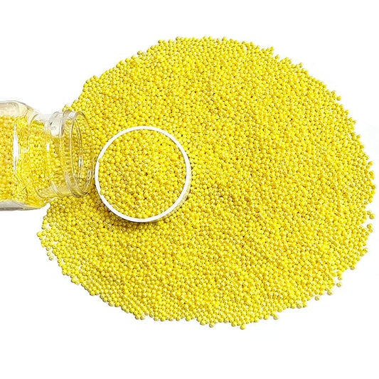 Homipooty Nonpareils Sprinkles Edible Yellow Pearl Sugar Sprinkles 110g/3.88oz 2mm Mini Yellow Pearls Baking Cakes Cupcake Topper and Cake Decorations for Valentines Day Halloween Christmas