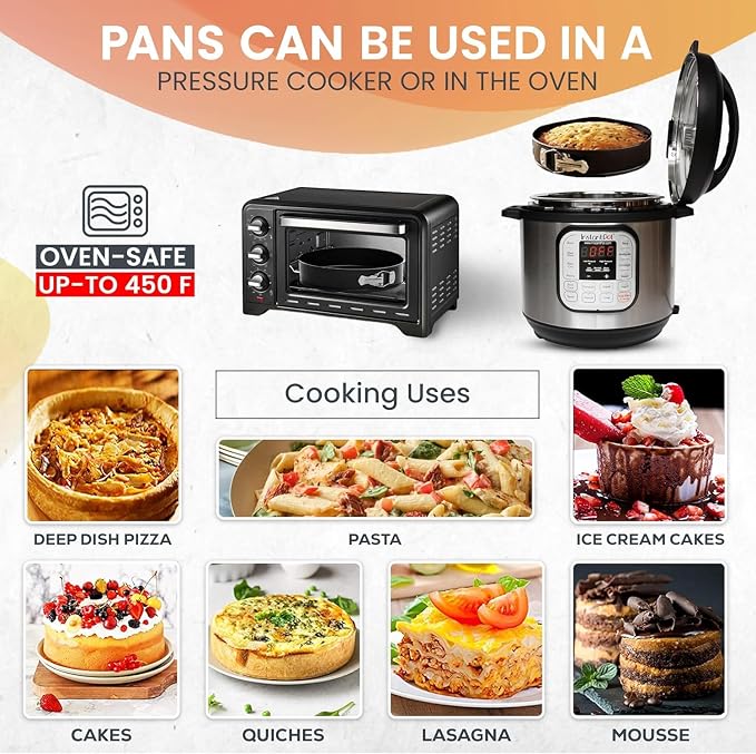 RFAQK 6 Inch Springform Pan with Removable Bottom & 50pcs Parchment Paper - Non-Stick Leakproof Cheesecake & Cake Pan 6 Inch, Fits 3 Qt Inst-Pot, Small Springform Pan for Baking