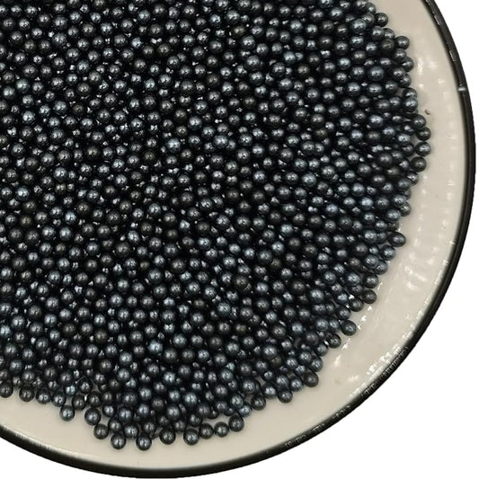Edible Black Pearl Sugar Sprinkles 3.9 oz, 4mm Candy Pearls Ideal for Baking,Cake and Cupcake Toppers,Cookie Decoration,Ice Cream Topping,Wedding Shower Valentines Halloween Christmas