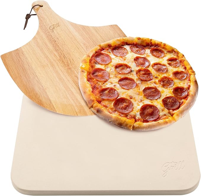 Hans Grill Pizza Dough Proofing Box - Pack of 2 Stackable & Rectangular Pizza Stone For Oven Baking & BBQ Grilling With Free Wooden Peel