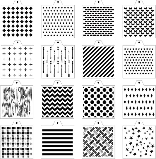 16 Pcs 5.5x5.5in Cookie Stencil DIY Royal Icing Baking Stencils for Royal Icing Cookies, Airbrush Cookies; Sugar Cookie Stencils,Craft Painting, Stencil Genie Stencils (Essential)