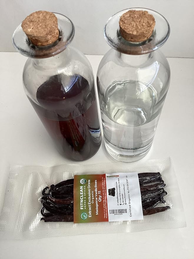 11 Organic Vanilla Beans Madagascar Extract Exclusive Grade B| 4.5"- 5.5" by FITNCLEAN VANILLA| Dry Bulk Bourbon Whole NON-GMO PODS. Certified USDA Organic.