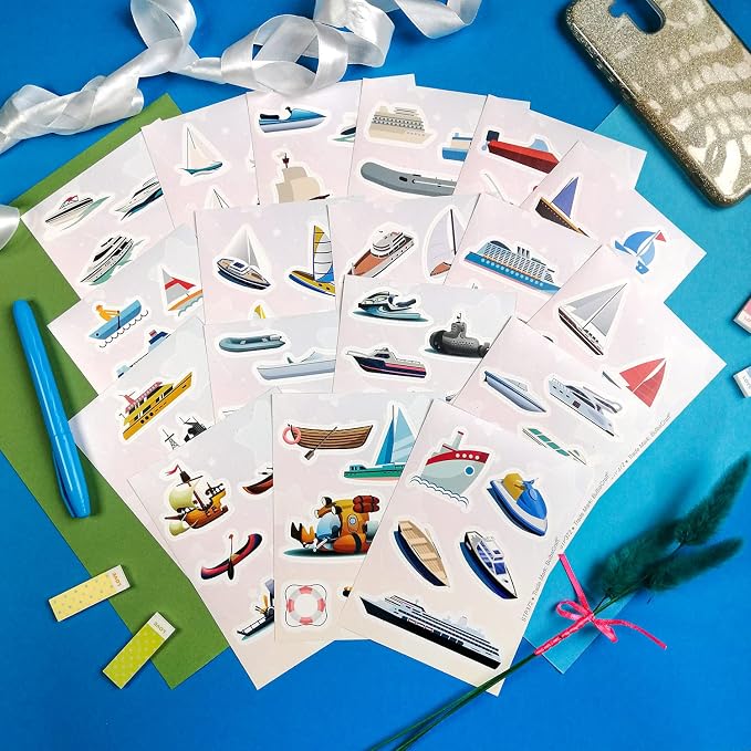 100 Pcs Boat Stickers, Sailboat Stickers - Sailboat Party Supplies, Boat Gift, Gifts for Women & Men