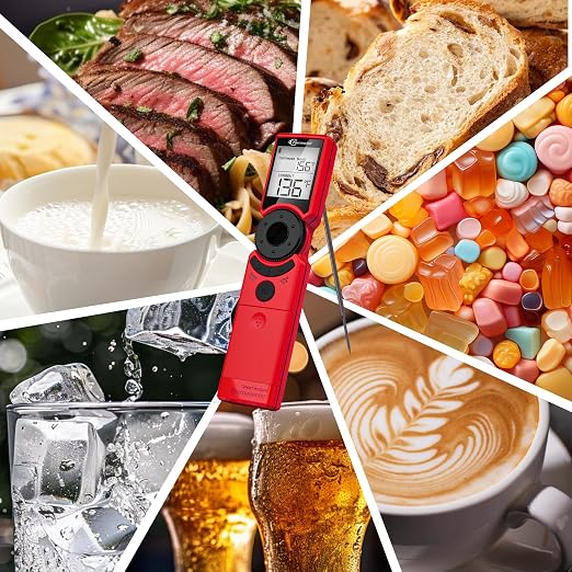 Meat Thermometer Digital Instant Read for Grilling, High Accuracy ±1% ℉, Backlit Screen with Auto Wake/Sleep, Food Doneness Guide Thermometer for Cooking, BBQ Beef Birthday Gifts Red