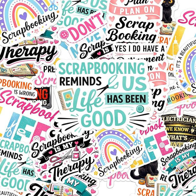 10pcs Scrapbooking Stickers Funny Craft Quotes Scrapbook Planner Designs, Gifts for Scrapbook Lovers Crafters Multiple Different Design, Waterproof UV-Resistant for Water Bottle, Laptop, Window, Car