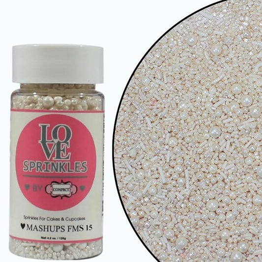 Confect White Sprinkles Mix – Edible Sprinkles for Cakes, Cupcakes & Cookies | White Jimmies & Sugar Pearls | Christmas, Frozen Theme, Birthday Decorations | Vegan, Gluten-Free, Nut-Free, Soy-Free, Dairy-Free, Palm Oil-Free – 4.2 Oz
