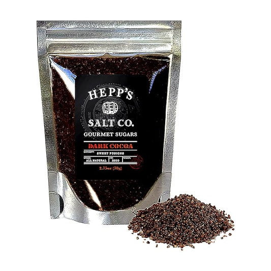 HEPP’S Salt Co. Chocolate Sugar | Artisan Dark Cocoa Sugar with Organic Cane Sugar | Small-Batch Baking Sugar for Coffee, Espresso, Cocktail Rims & Dessert Finishing