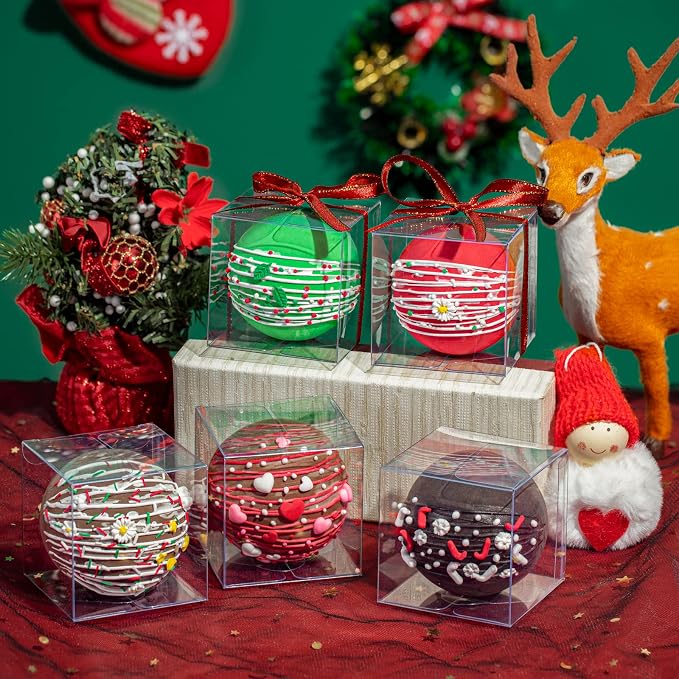 TEMLQPACK 100 Pack 3x3x3 Inch Clear Plastic Bakery Boxes for Hot Chocolate Bombs, Small Pastries & Cookies