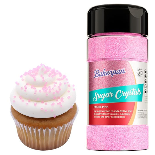 Bakerpan Pastel Pink Sugar Sprinkles for Baking - 7 oz Coarse Sparkling Decorating Sugar Crystals for Baking Topping, Cookies & Cupcakes | Kosher, Gluten-Free, Made in USA