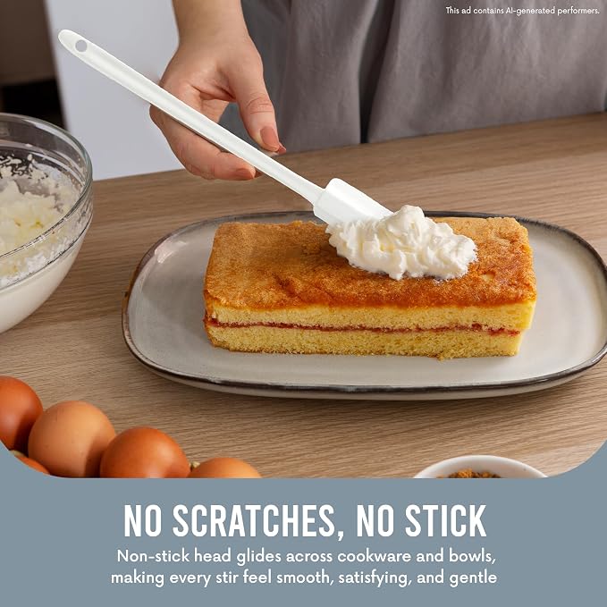 Linden Sweden Narrow Flexible Long Handle Spatula – Non-Stick and Heat-Resistant, Great for Home or Professional Use - Dishwasher-Safe – Made in Sweden